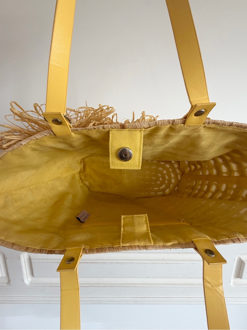 Jeanne Lottie Yellow Straw Tote Bag - Picture 7 of 10